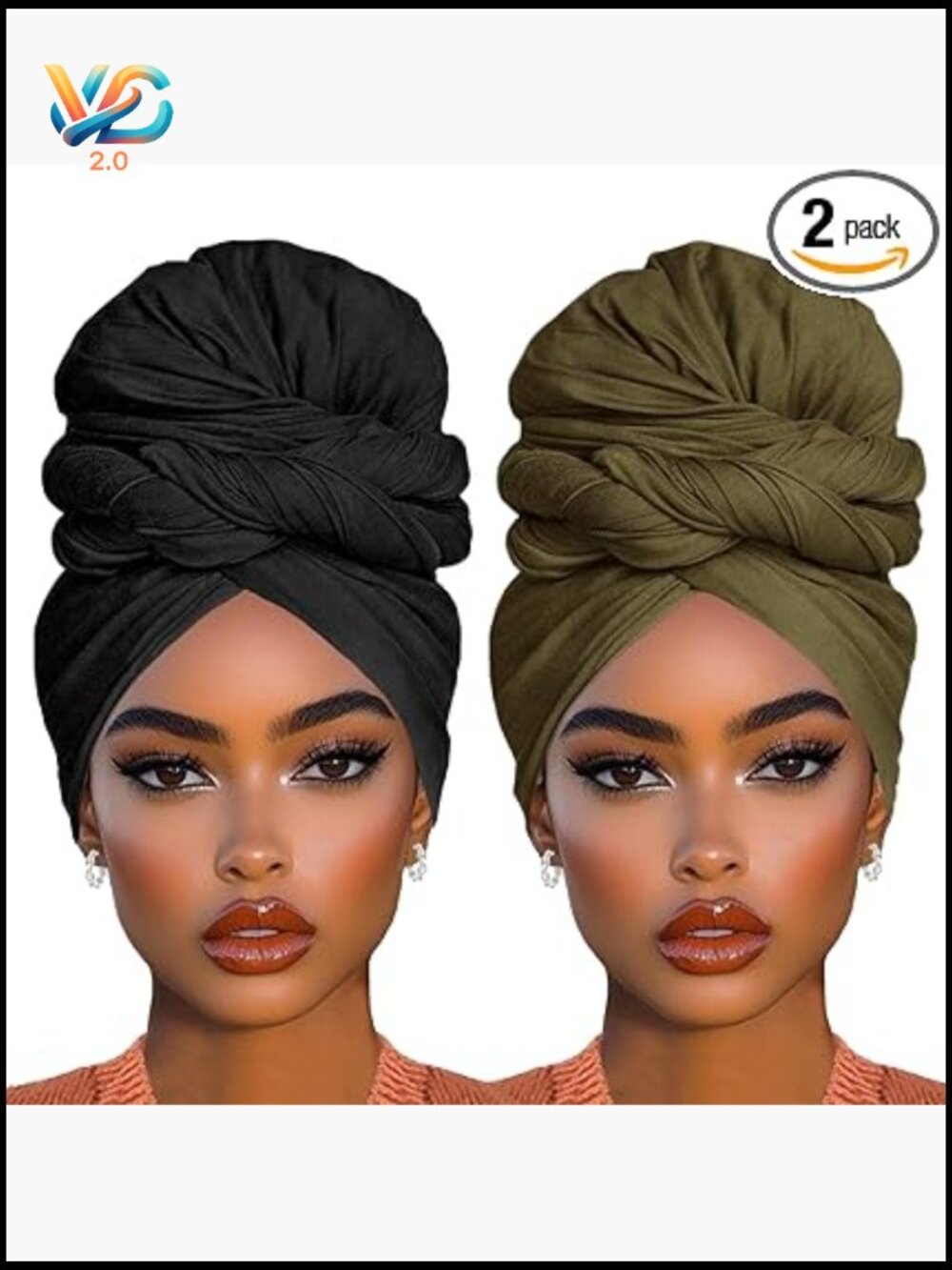 2 Piece Jersey Stretch Turban Head Wrap Long Headscarf African Fashion Scarf